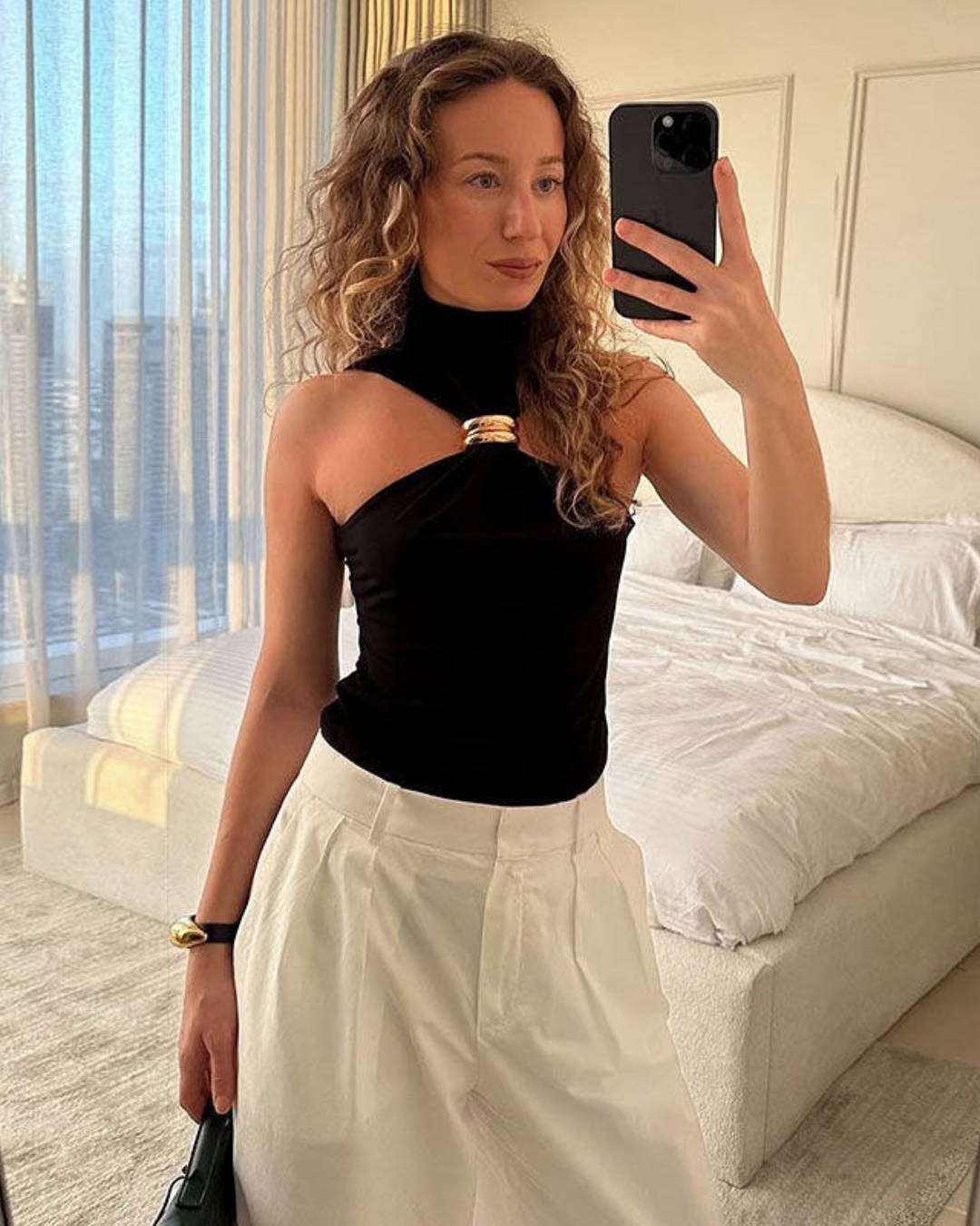 Gertrude Gold Accent Halter Top