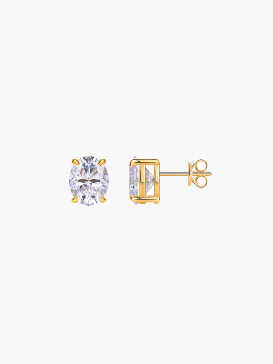 Náušnice s oválným moissanitem - 1-4ct D barva v 925 stříbře