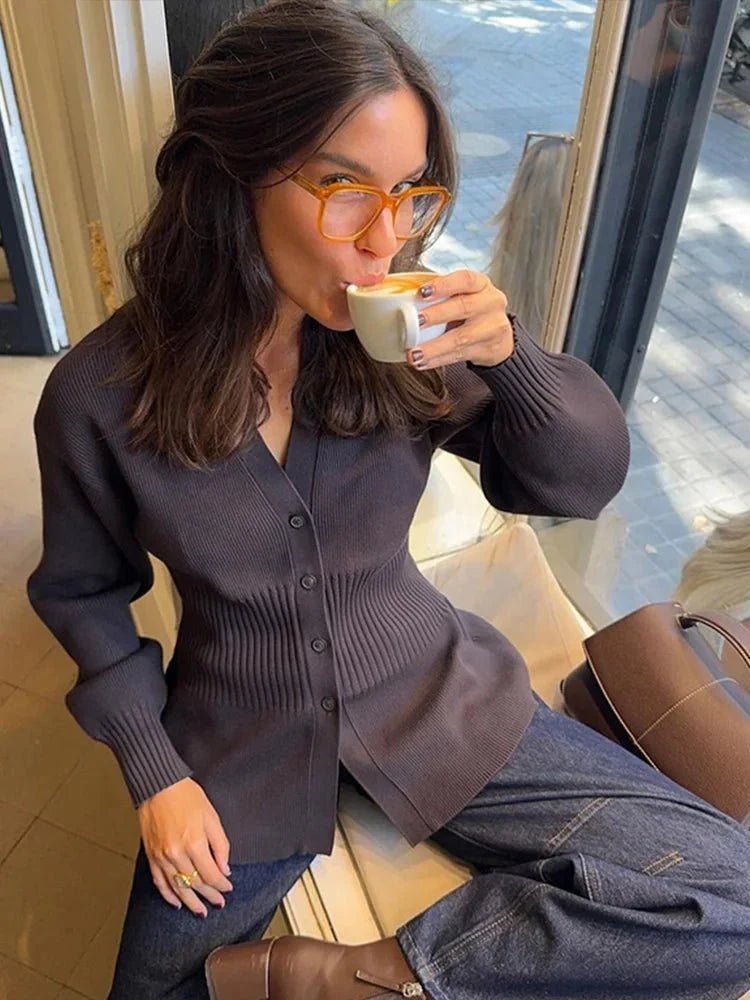 ZEYA - Henna Waisted V - Neck Cardigan