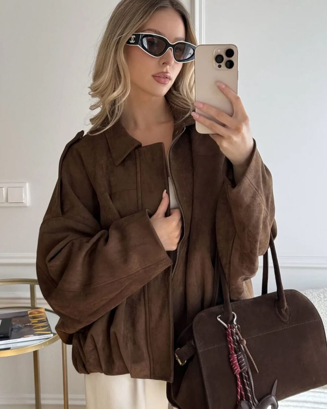 ZEYA - Lori Suede Bomber Jacket
